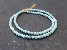 A+++ Blue Larimar Micro Faceted Round Tiny Beads 18" Beautiful Choker Necklace