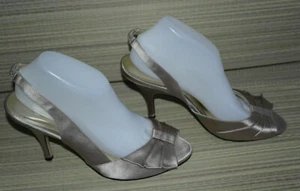 DOROTHY PERKINS WOMENS SOFT NUDE SATIN SLING BACK SANDALS SIZE:7/41(WHS420) - Picture 1 of 9