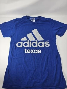 Adidas T-Shirt Adult Small Blue Short Sleeve Front Logo Texas Men's - Picture 1 of 6