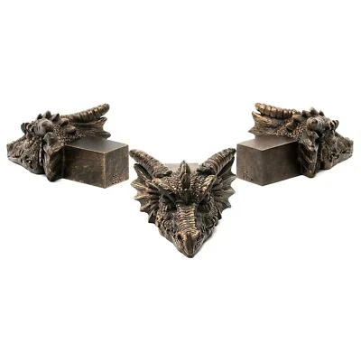 Juego de 3 pies de orinal dragón mítico adorno de pies de planta de jardín de bronce poliresina Foto 1 de 2