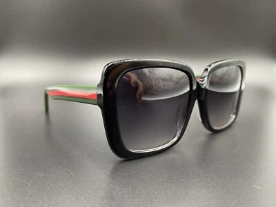 Nuevas gafas de sol auténticas GUCCI GG0786 C1 marco negro lentes degradadas 57-17 Italia Foto 1 de 4