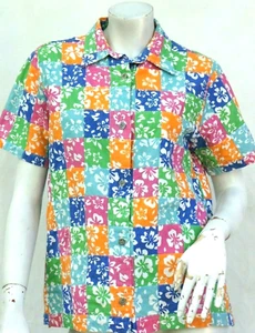 Vintage Patchwork Colorblock Floral Print Shirt Blouse Boho Hippie - Picture 1 of 9