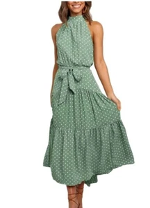 Colisha Womens Casual Halter Neck Sleeveless Floral Long Maxi Dress Backless Loo - Picture 1 of 1