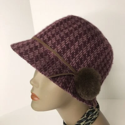 DE COLECCIÓN Colección Dieciocho Púrpura Pata de Gallo Cloche Aleta Sombrero Piel de Conejo 0/S Foto 1 de 4