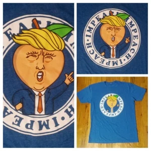 Impeach Trump peach head funny t shirt M new nwot blue - Picture 1 of 5