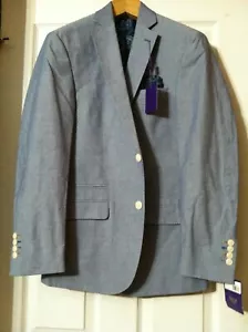 NWT TALLIA MENS NEW BLUE 100%COTTON SPORT COAT JACKET BLAZER SIZE:S - Picture 1 of 5