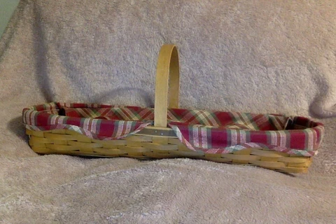 Longaberger Baguette Bread Basket with Fabric Liner + Divided Plastic Protector Cover