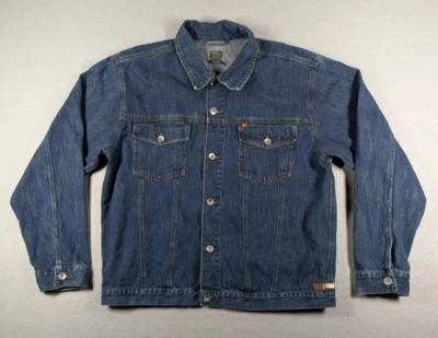 Jaqueta masculina vintage mercúrio tamanho XL azul denim caminhoneiro surf praia ondas - Imagem 1 de 4