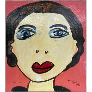 Peter Keil Abstract Expressionist Portrait of Carolina Herrera Oil Canvas W/ COA - Picture 1 of 5