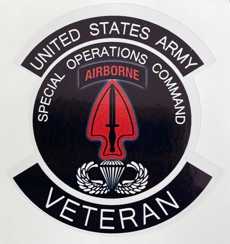 US Army Special Operations Command Airborne Veteran Sticker Waterproof D13