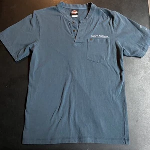 Men’s Medium Blue Harley Davidson Shirt with Pocket & Buttons - Picture 1 of 10