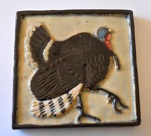 Handgefertigte wilde Türkei 5"" x 5"" Steinzeug Fliese signiert vom Künstler 2013 - Bild 1 von 2
