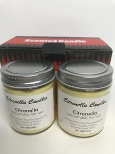 2 Pack 8 Oz Citronella Candles Outdoor Indoor, Glass Jar Candles - Picture 1 of 6