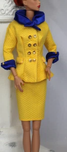 Traje Barbie amarillo azul caja tejido top falda negocios damas que almuerzan traje - Imagen 1 de 8