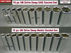 CRAFTSMAN 20 pc 3/8 Drive Deep SAE or Metric Socket Set - You Choose 9 10 - Picture 1 of 7