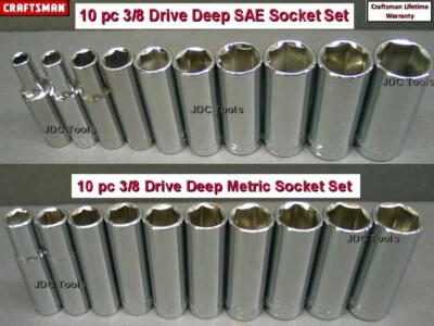 CRAFTSMAN 20 pc 3/8 Drive Deep SAE or Metric Socket Set  - You Choose 9 10 - Image 1 of 4