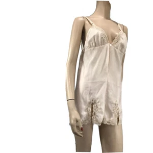 NEIMAN MARCUS nightgown lace shorts cream ajustable strap - Picture 1 of 12