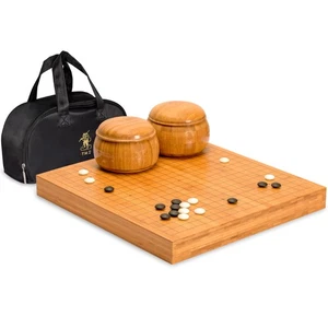 Bamboo 2" Reversible Go Set w/ 9.2mm Double Convex Yunzi Stones & Bamboo Bowls - Picture 1 of 10