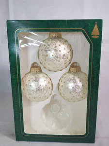 3 adornos vintage Krebs blanco nevado brillo floral sobre plata 700B - Imagen 1 de 7