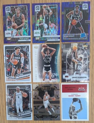 San Antonio Spurs Lot of 9 Cards Donruss 2023-24 Optic 2022-23 2023-24 Fleer - Image 1 of 2