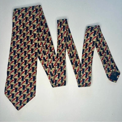 Gravata de seda geométrica abstrata clássica luxo Ermengildo Zegna - Imagem 1 de 4