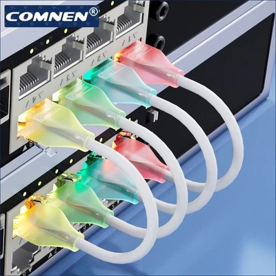 COMNEN CAT 6A Ethernet Lighting Transparent Flexible Patch Cable 10cm (24 Pack) - Image 1 of 4