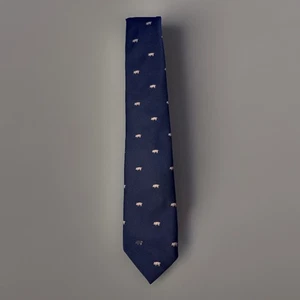 The Pork Avenue Collection Hog Wild Boston Navy w/Pink Pig Hogs Men's Tie - Picture 1 of 5