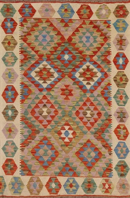 Southwestern Hand Woven Wool Carpet Reversible Geometric Kilim Foyer Rug 3x5 Ft  - Image 1 of 4