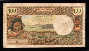 Tahití Papeete Insitut D’Emission D’Outre-Mer 100 francos centavos francos 1971-1973 - Imagen 1 de 2