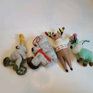 Felt Animals Ornaments Handmade Lot of 4 Christmas Unique See Description! - Picture 1 of 23