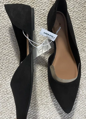 Old Navy D'Orsay Black Ballet Flats Women's 9 Faux Suede Pointed Toe Slip-on NWT - Image 1 of 4