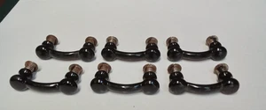 Schwarze Porzellan Schubladengriffgriffe Vintage 6 Stück - Bild 1 von 5
