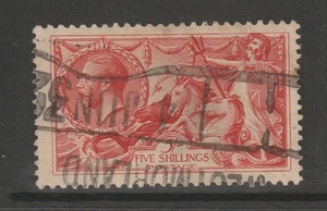 1915 GV 5s BRIGHT CARMIN SEA-HORES "PORTRAIT A" VG/USED CONDITION. - Bild 1 von 2