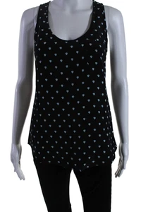 Joie Women's Scoop Neck Sleeveless Silk Tank Top Black Polka Dot Size XXS - Picture 1 of 6