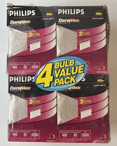 4-Philips Duramax Vanity Light Bulbs Clear Long Life 40 Watt Medium Base G25 - Picture 1 of 4