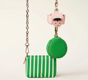 Mini borsa a tracolla a righe Kate Spade x New York righe verdi e bianche nuova - Foto 1 di 4