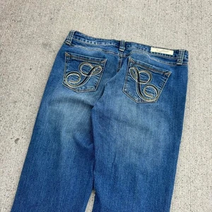 Y2K 2000s Flare Bottom Girly Distressed Embroidered Skater Denim SouthPole Jeans - Picture 1 of 8