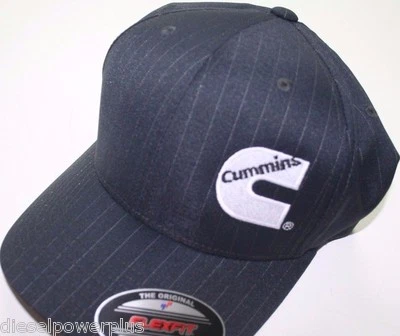 Cummins hat ball cap fitted striped flexfit stretch cummings gray black sm/med - Image 1 of 2