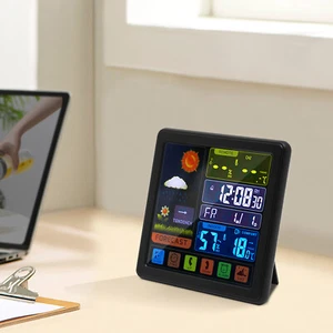 Black Wireless Digital Indoor Outdoor Weather Station+3 Channel, Touch Screen. - Picture 1 of 14