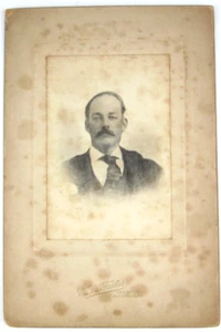 1800s Walter Washington Foster Cabinet Card Man in Suit Large Moustache - Picture 1 of 6