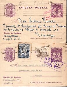 1938.Ed:º81EP(4).Lote 4 Enteros Postales.Estado Español.RR.CC.15 cts viol.Usados