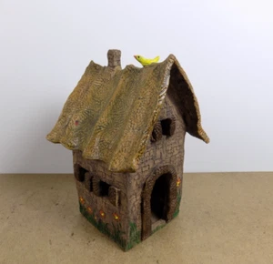 Signed Marlene 1997 Art Pottery Candle Cottage Flowers Bird Ladybug Butterfly - Picture 1 of 9