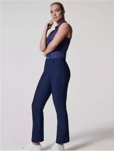 NEW Spanx Womens Sunshine Kick Flare Pants Medium Tall Midnight Navy Blue UPF50+ - Picture 1 of 10