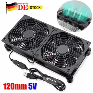 Doppel Lüfter PC Ventilator lüfter 120 mm Leise PC Gehäuselüfter Fan USB 5V - Bild 1 von 14