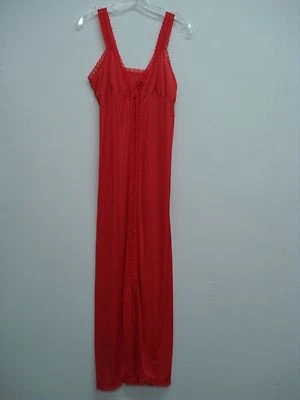 USA Made Nancy King Lingerie Long Gown Size Small Red #467C - Image 1 of 3