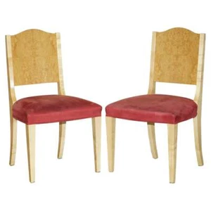 PAIR OF VISCOUNT DAVID LINLEY SYCAMORE WOOD PIMLICO OCCASIONAL SIDE CHAIRS - Picture 1 of 12