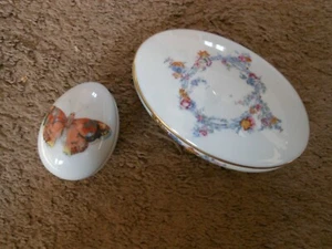 2 LIMOGES MALBEC, BUTTERFLY, FLOWERS, COVERED TRINKET JARS MADE IN FRANCE - Picture 1 of 12