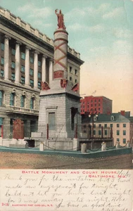 MONUMENTO DE BATALLA Y CASA DE CORTE BALTIMORE MD POSTAL DE COLECCIÓN 1908 UDB 100322 R - Imagen 1 de 2