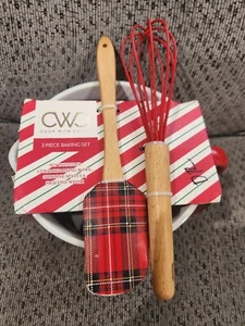 Cook with Color Happy Holidays 3 Piece Baking Set With Ceramic Bowl Red NEW - Picture 1 of 6