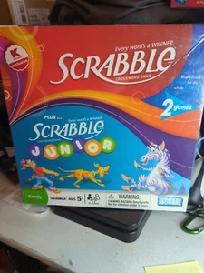 Combined Scrabble Junior Plus Adult Scrabble Crossword Game Hasbro Vintage Game - Picture 1 of 5